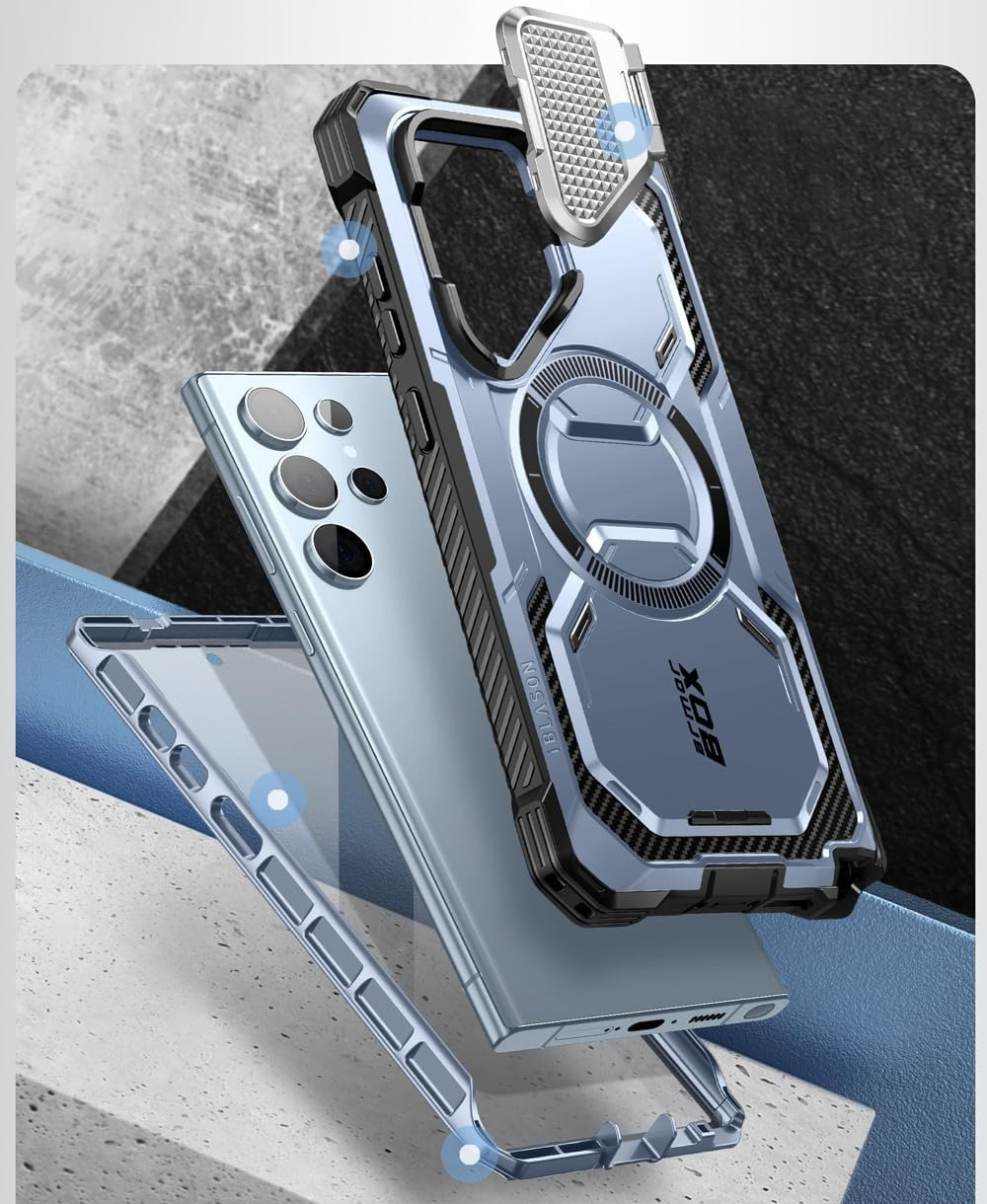 Etui pancerne Supcase i-Blason Armorbox Mag do Galaxy S24 Ultra, niebieskie
